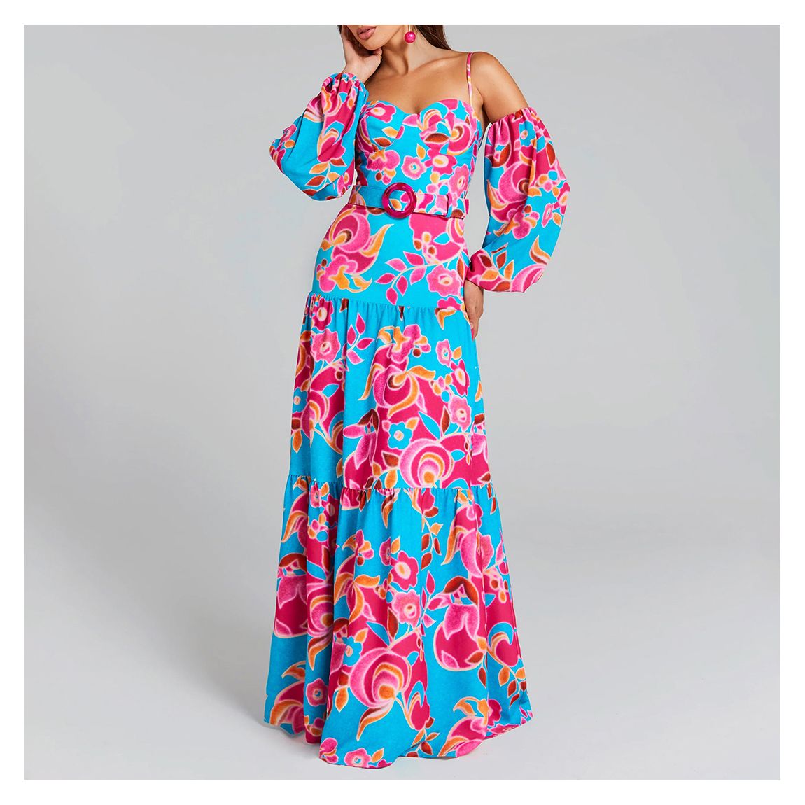 Blue/Pink Floral Celeste Dress main product photo