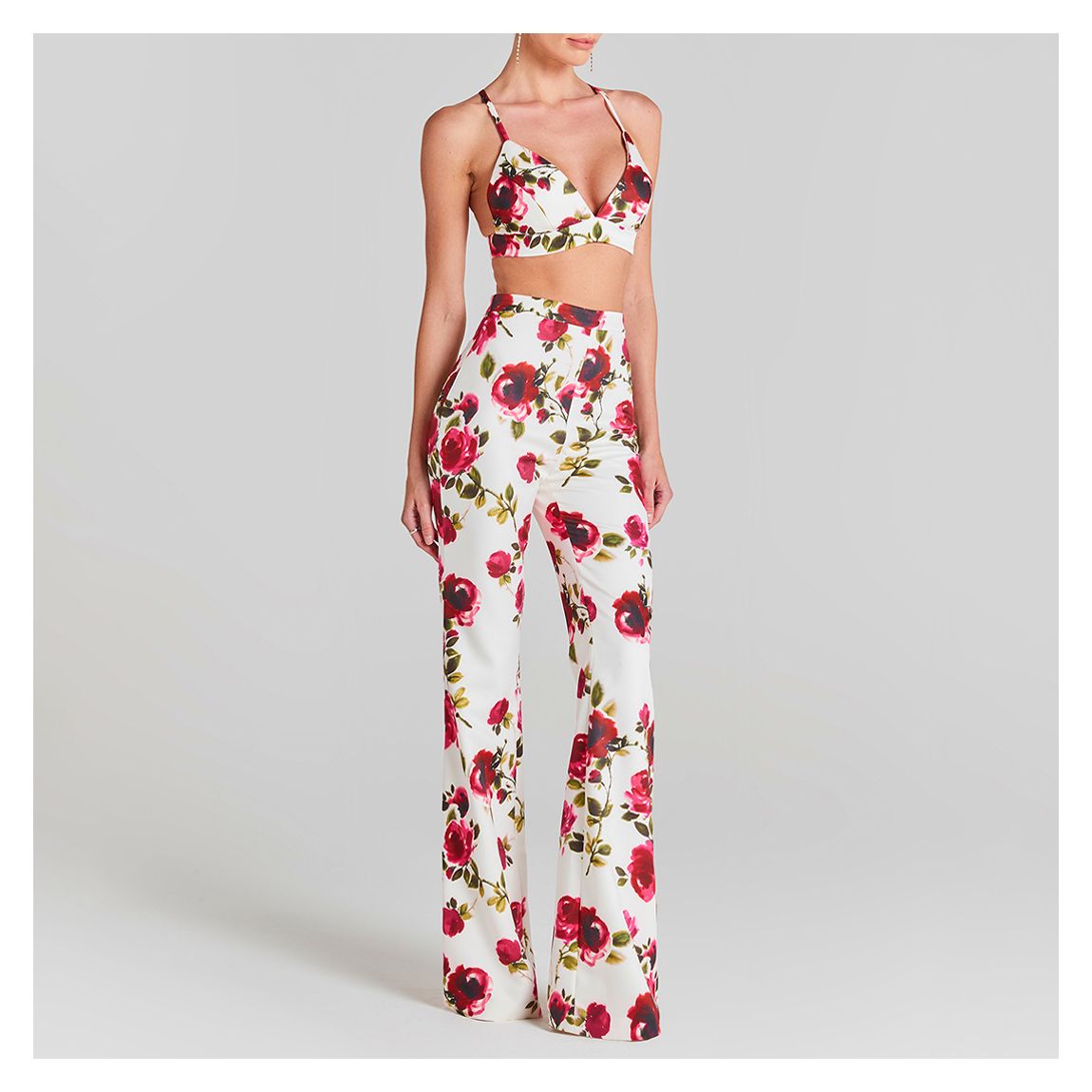 White Floral Portia Trousers main product photo