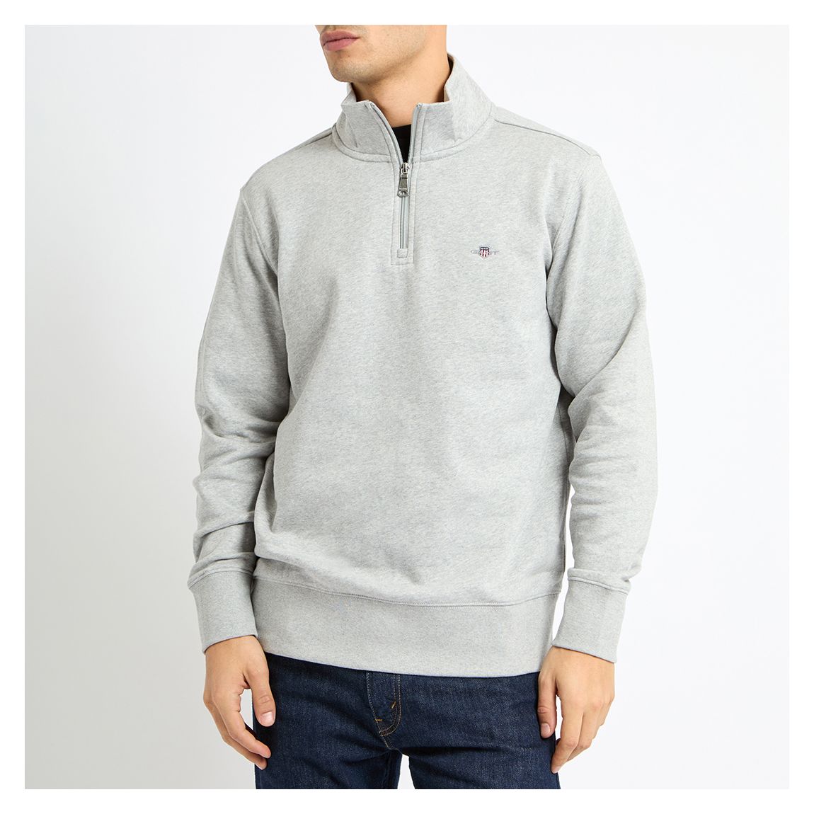 Grey Half Zip Shield Logo Sweatshirt main product photo