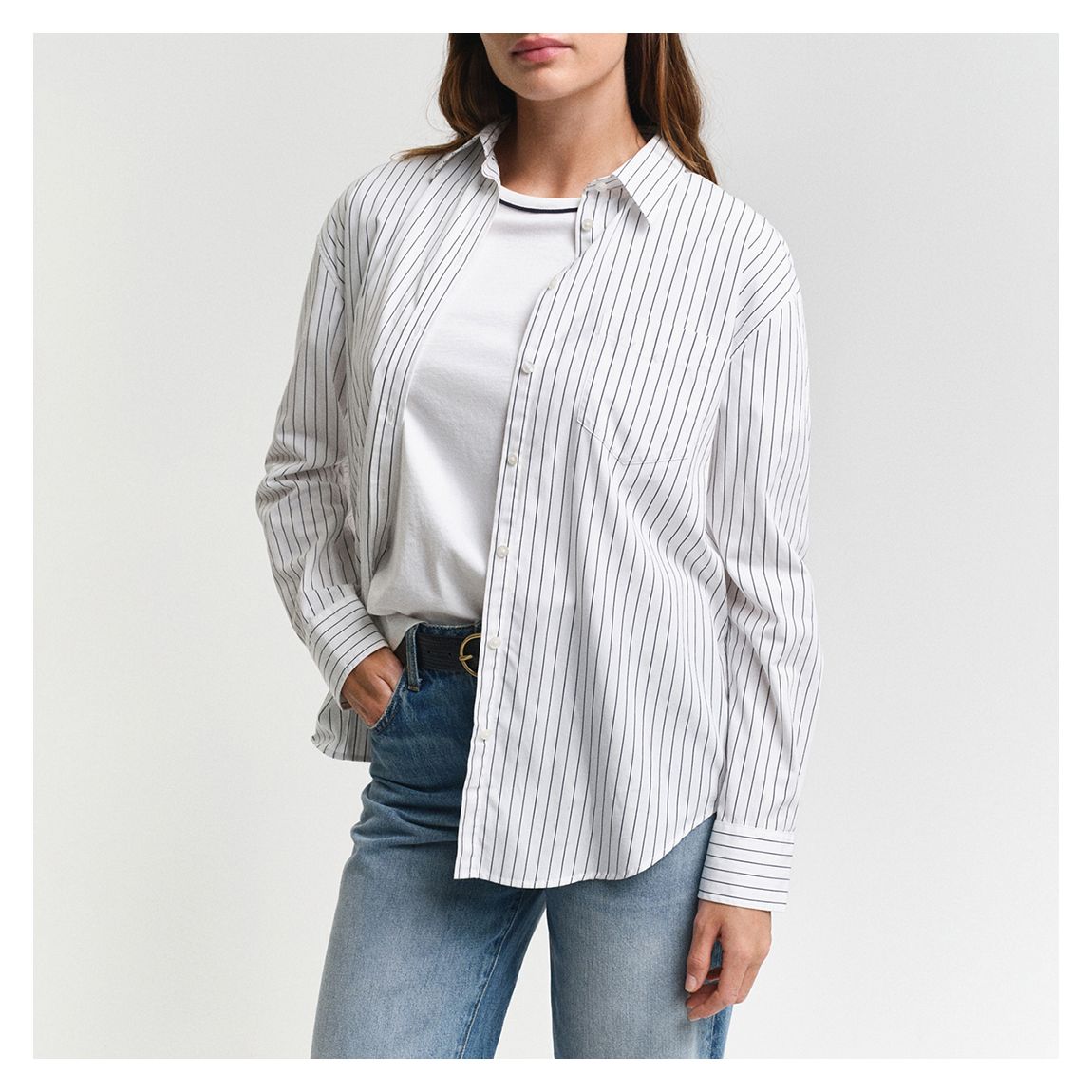 White Classic Poplin Striped Shirt main product photo