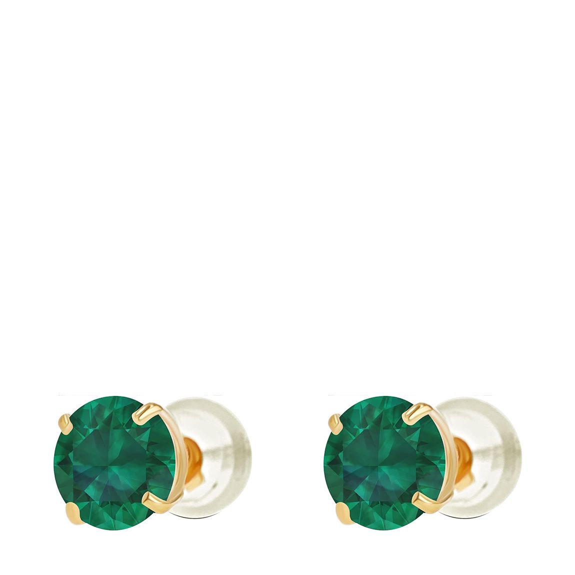 14K Solid Gold Emerald Stud Earrings main product photo