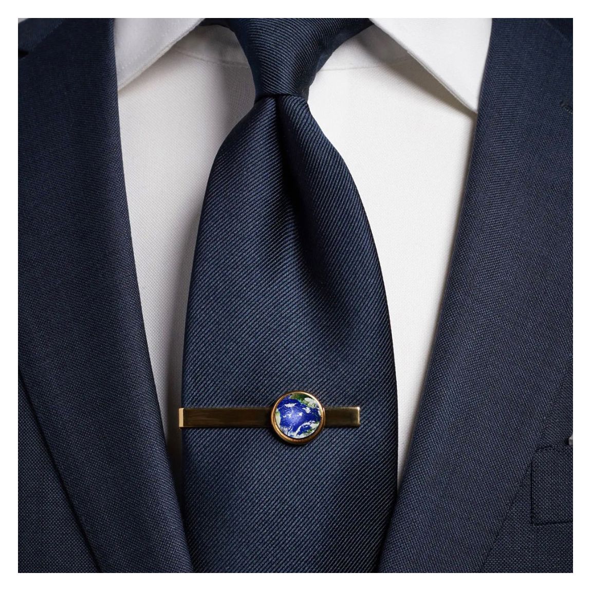 18K Gold Plated Blue Modern World Tie Bar main product photo