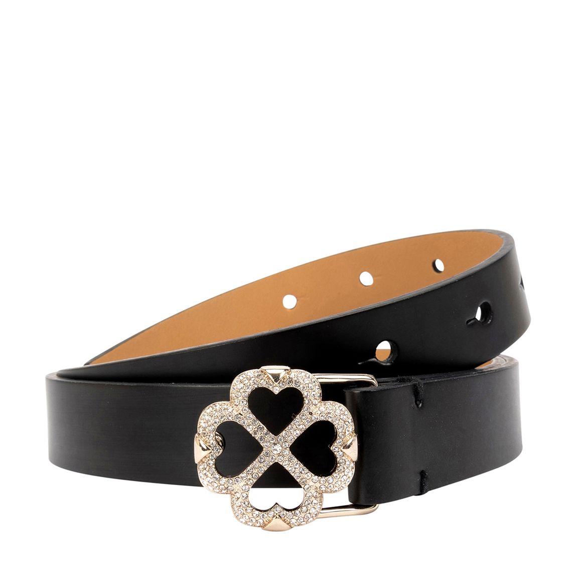 Black 20mm Pave Spade Flower Plaque Belt Spazz main product photo