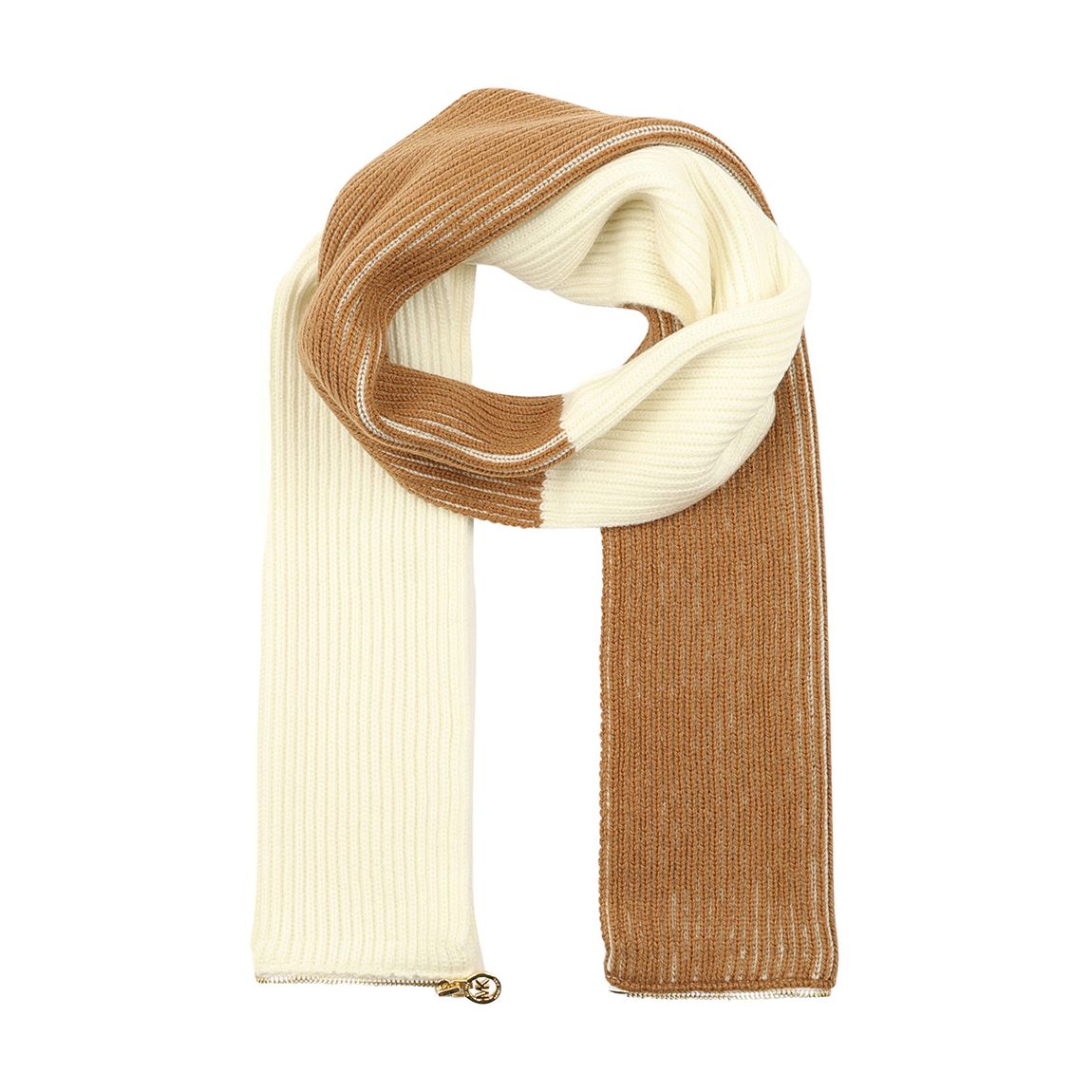 Cream Dark Camel Plaited Fisherman Rib Scarf Infinity main product photo