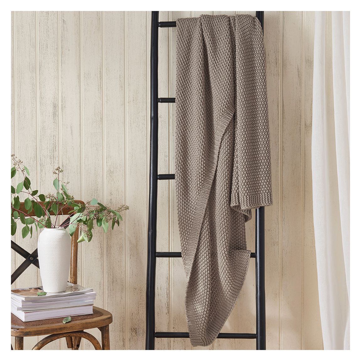 Knitted Throw, Natural main product photo