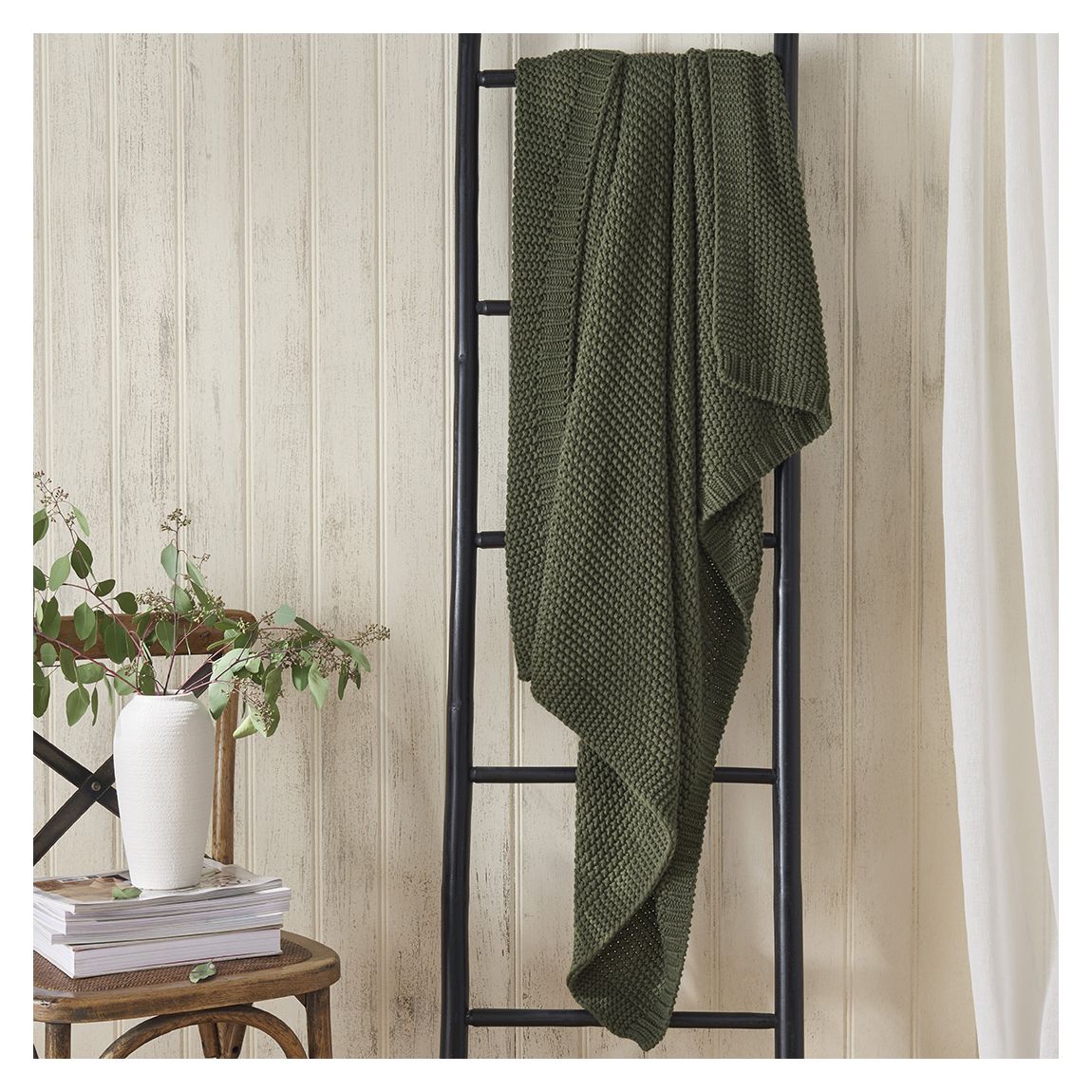 Knitted Throw, Olive main product photo