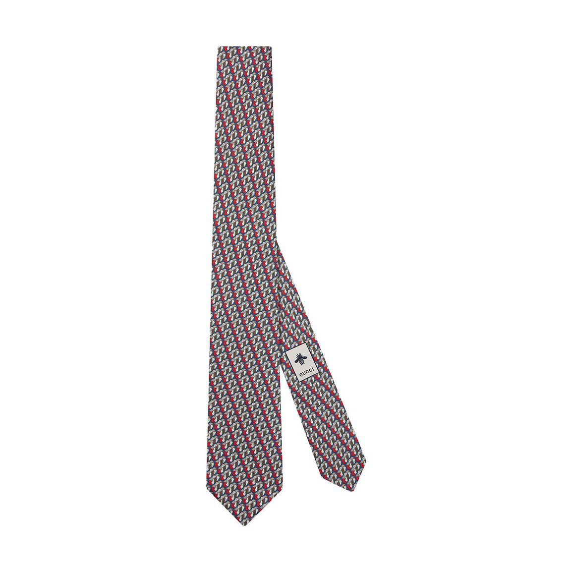 Navy, Red Gucci Valigeria Print Silk Tie main product photo