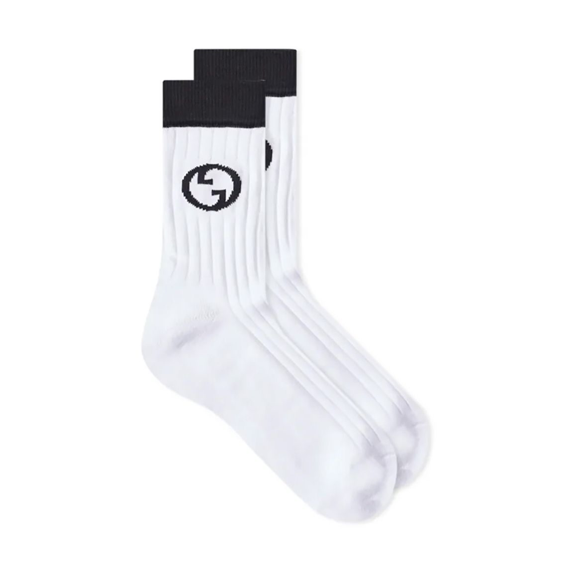 White And Black Interlocking GG Sport Socks main product photo