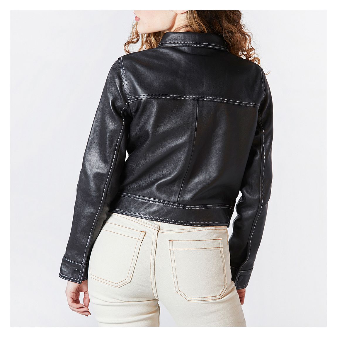 Black Leather Worker Jacket main product photo