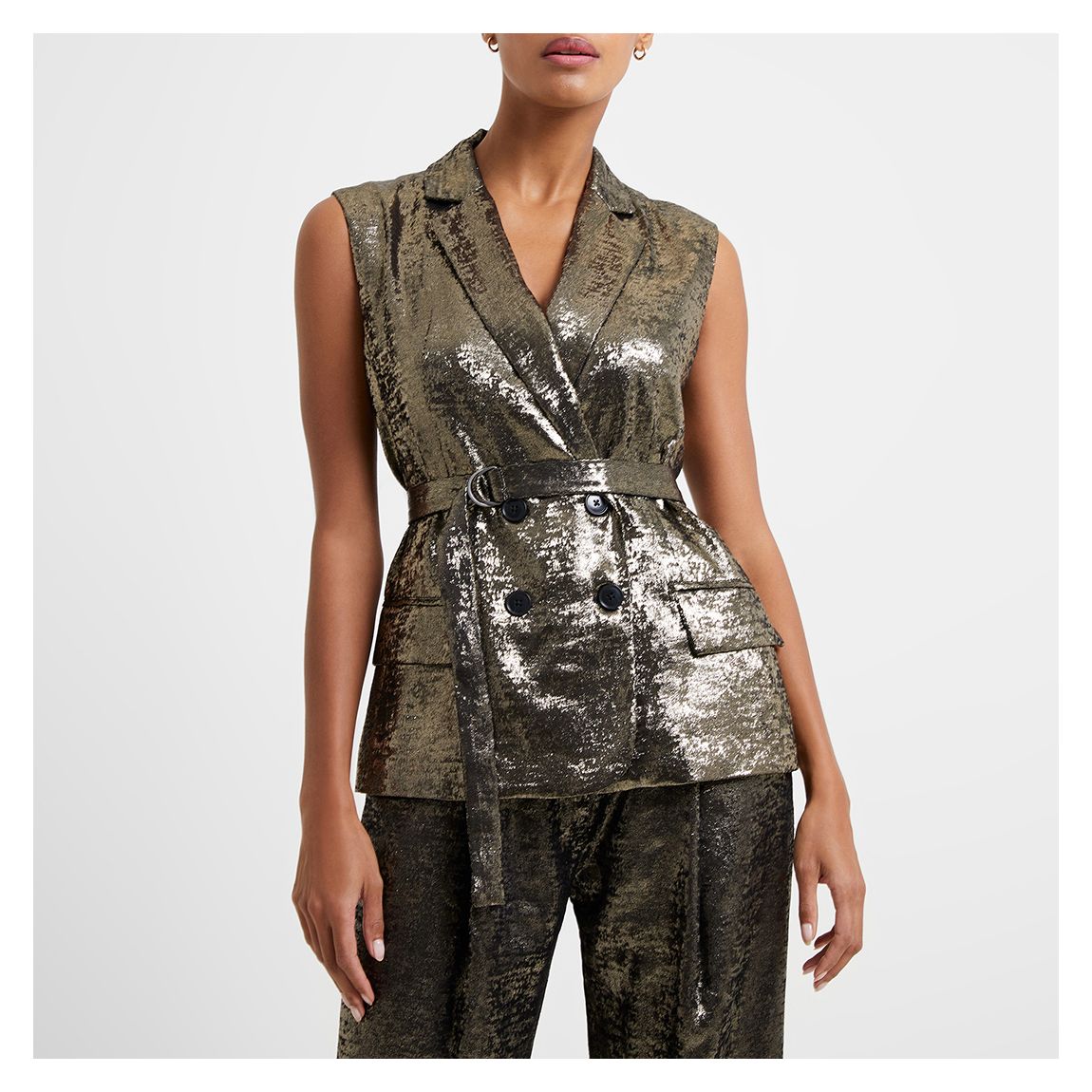 Gold Metallic Sleeveless Waistcoat main product photo