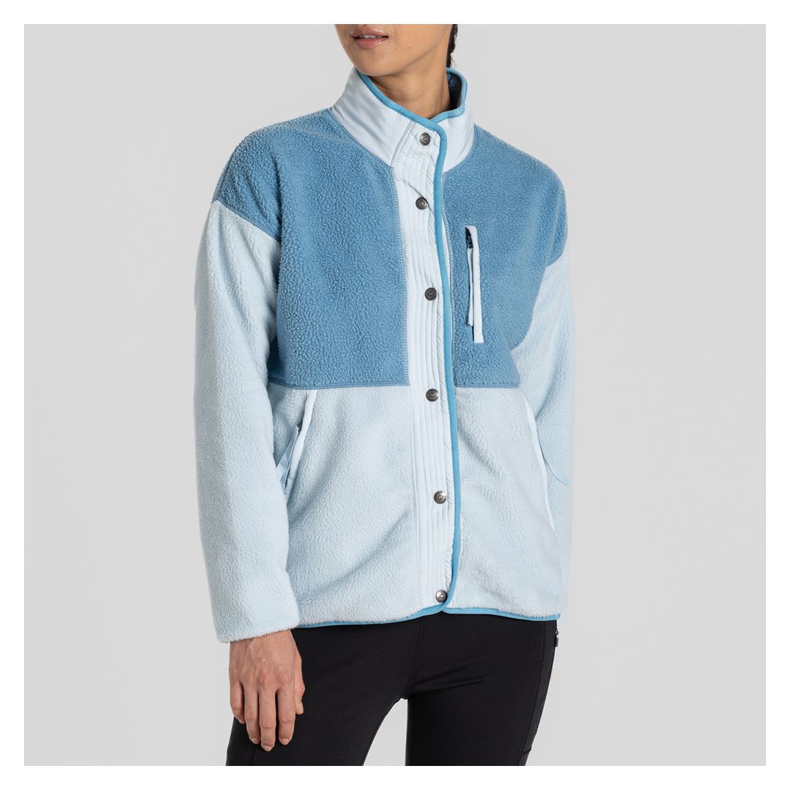 Blue Otrai Buttoned Fleece Jacket main product photo