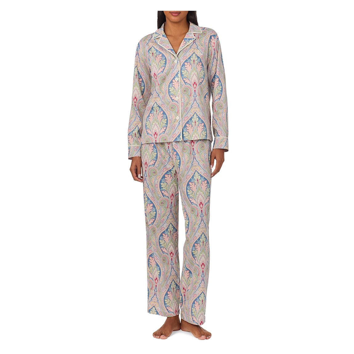 Grey Classic Woven Notch Collar Pajama Set main product photo
