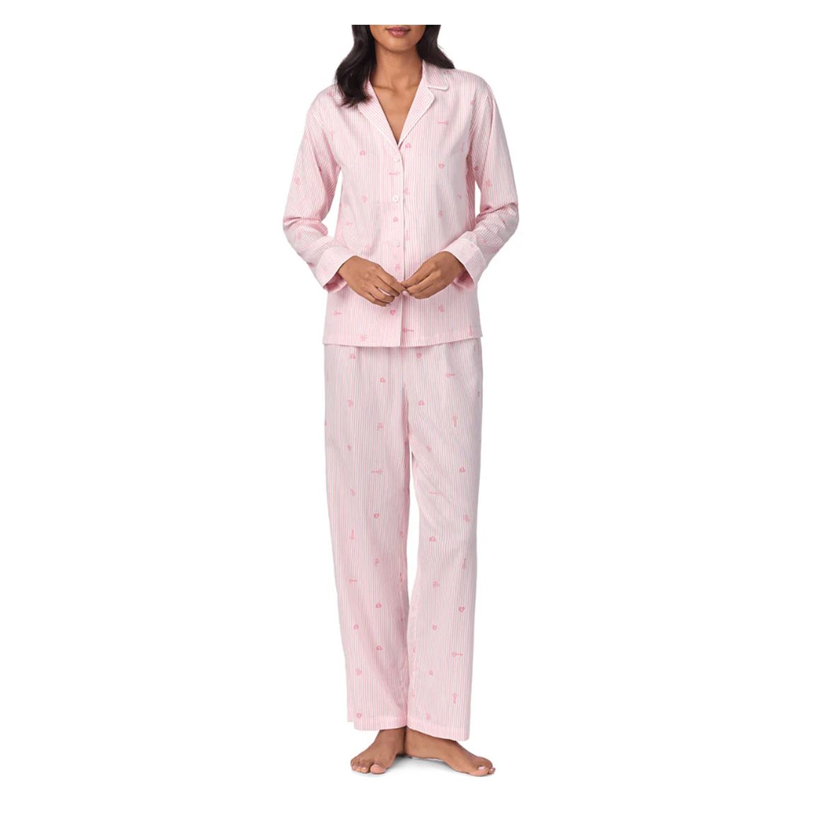 Pink Sateen Notch Collar Pajama Set main product photo
