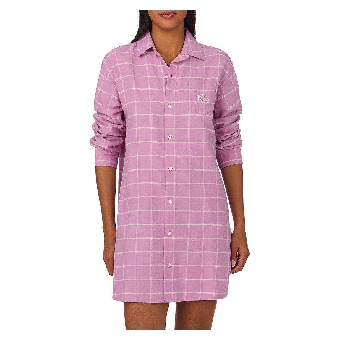 Pink Herringbone Twill His Shirt Sleepshirt main product photo