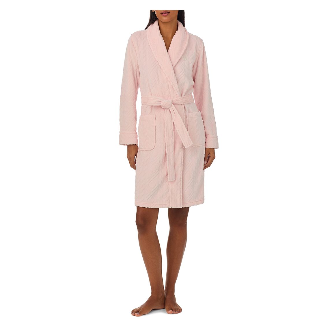 Pink Recycled Shawl Collar Short Robe main product photo
