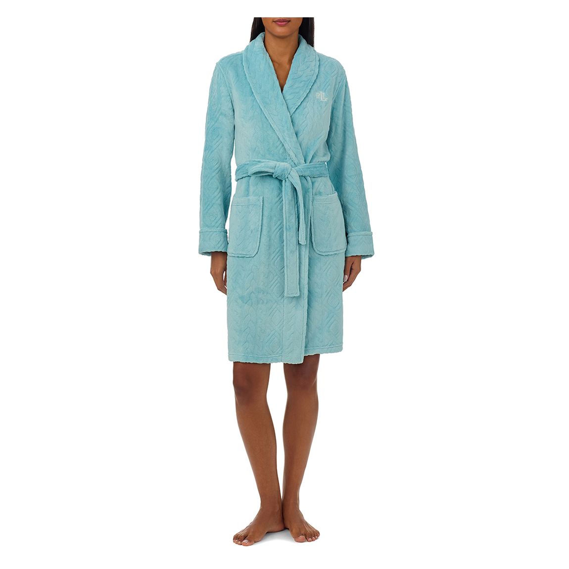 Blue Recycled Shawl Collar Short Robe main product photo