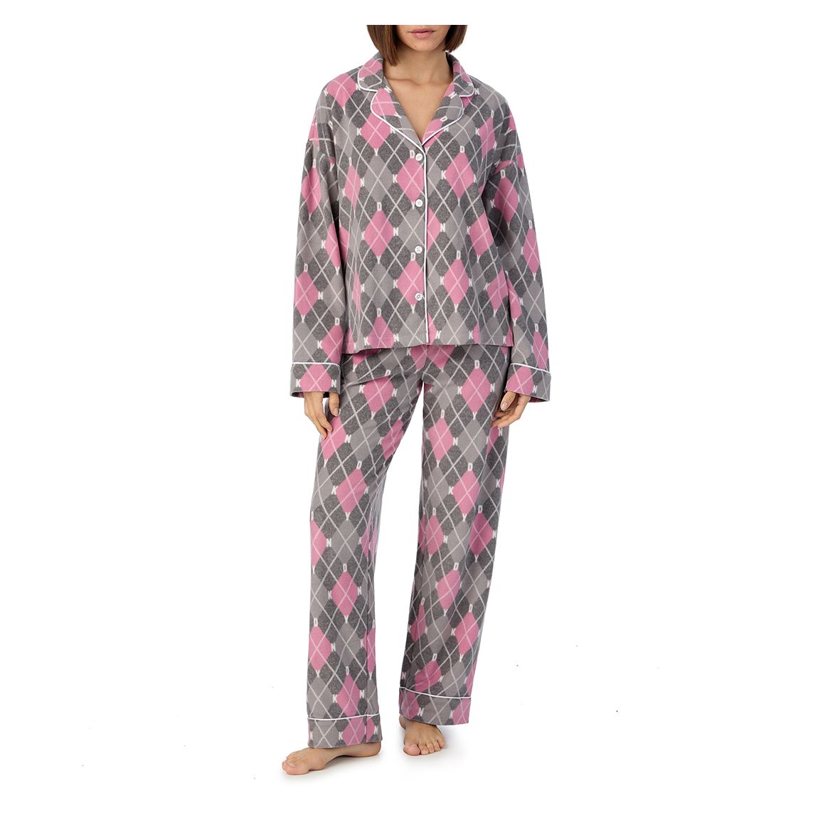 Pink Cozy Season Fleece Notch Pyjama Set main product photo