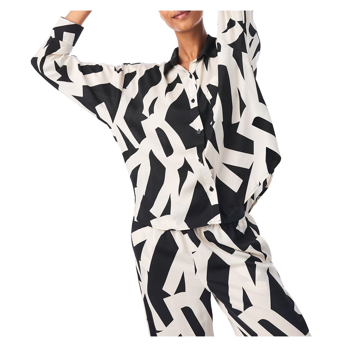 Black Logo Sleek Satin Pyjama Set main product photo