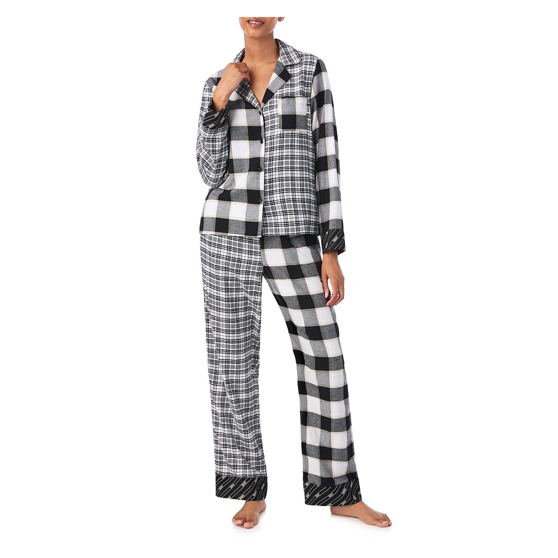 Black Plaid Notch Pyjama Set main product photo