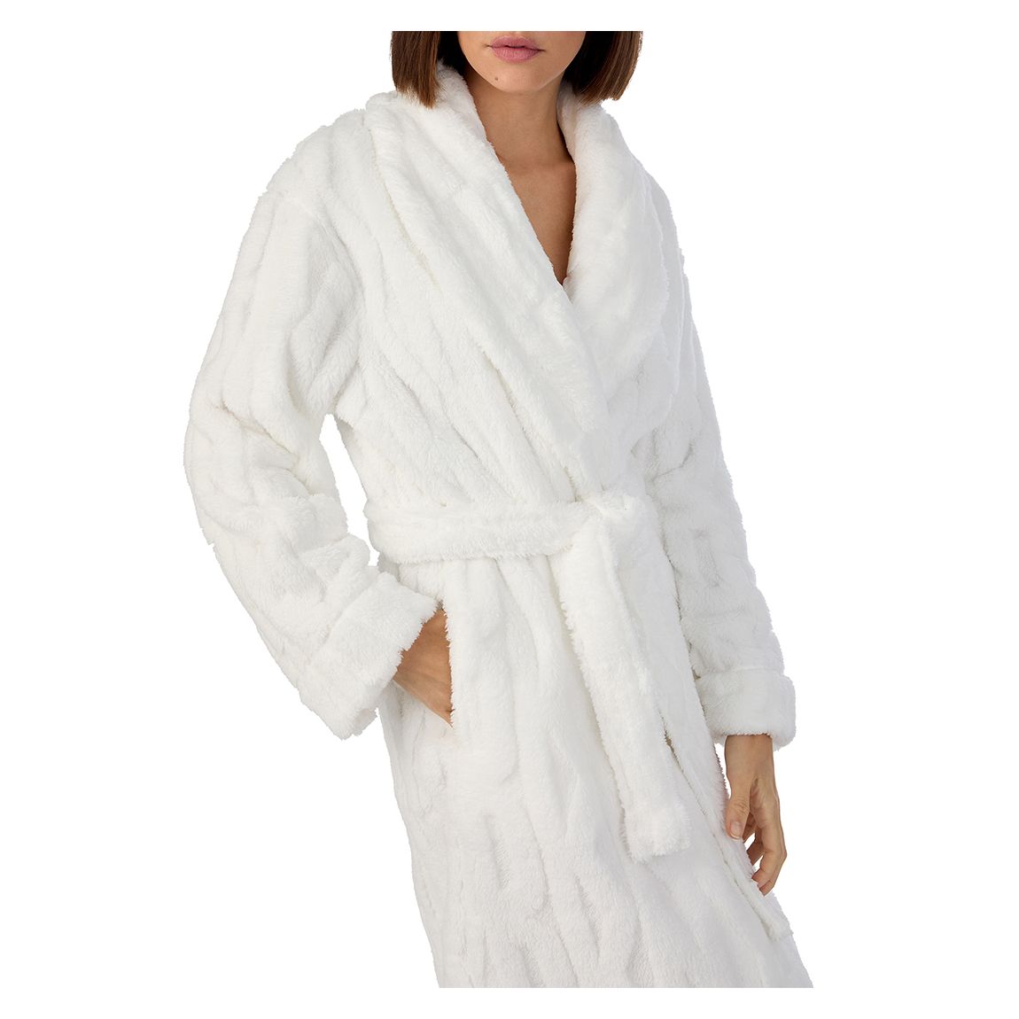 White Plush Signature Mid Length Robe main product photo