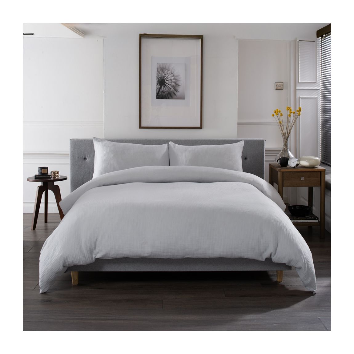 St Quentin 100% Cotton Reversible Duvet Bedding Set Grey SuperKing main product photo