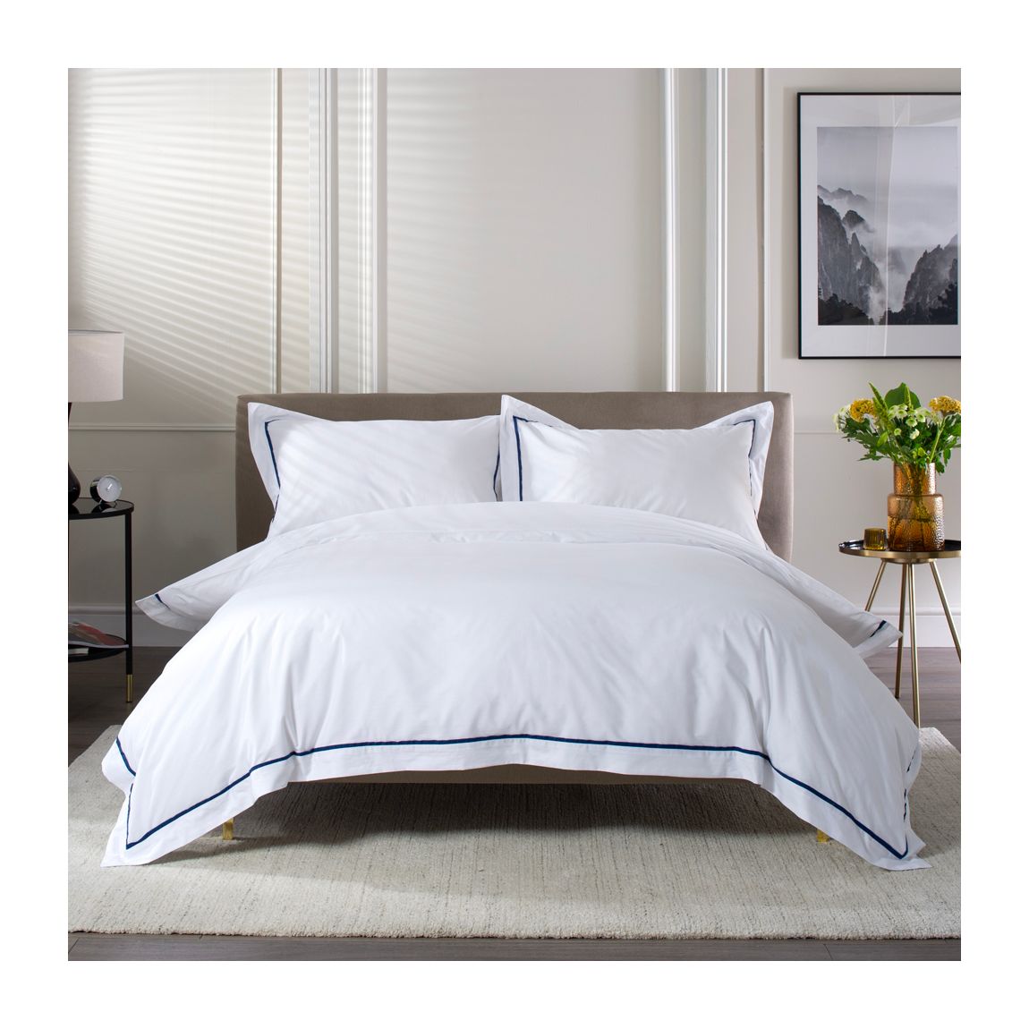 Hotel Hampstead 200 Thread Count Cotton Duvet Cover Set Blue Double main product photo