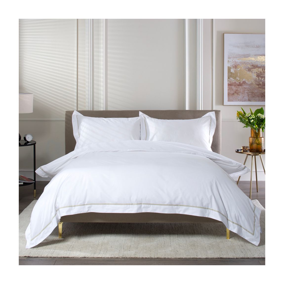Hotel Hampstead 200 Thread Count Cotton Duvet Cover Set Stone King main product photo