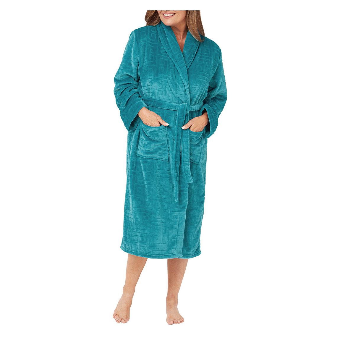 Teal Embossed Wrap Over Robe main product photo