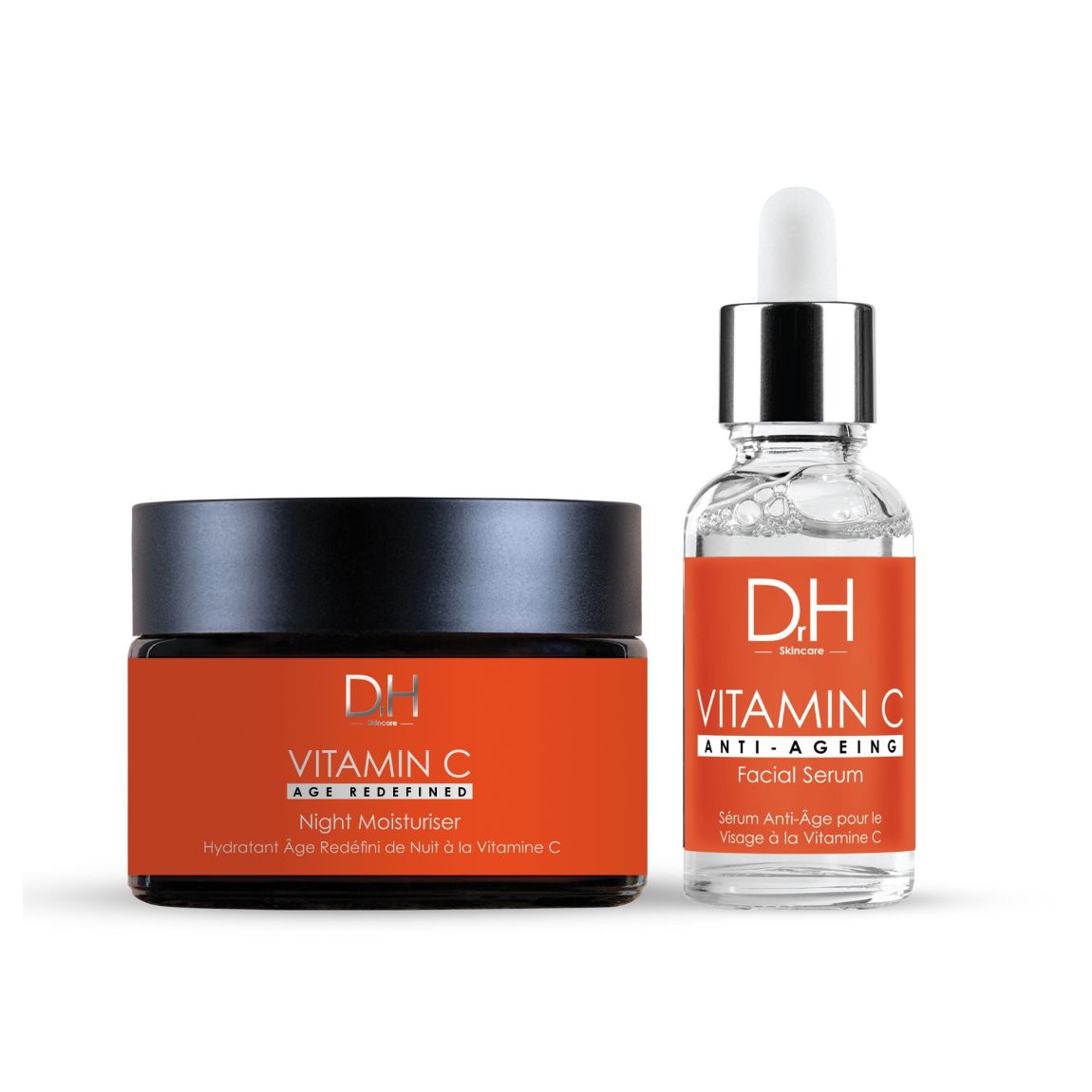 Dr H Anti-Ageing Vitamin C Facial Serum 30ml + Vitamin C Anti-Ageing Night Moisturiser 60ml main product photo