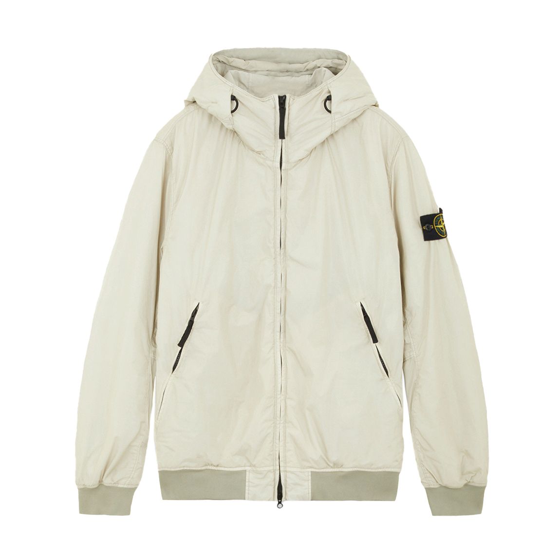 Ecru Blouson Crinkle Hooded Jacket main product photo