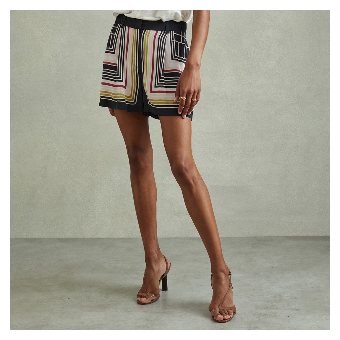 Black Lilly Satin Striped Shorts main product photo