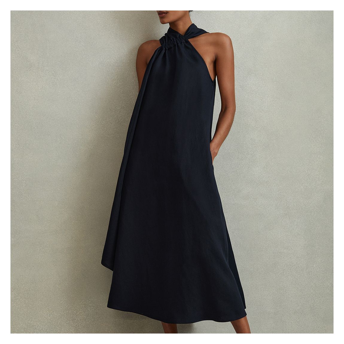 Navy Cosette Linen Blend Dress main product photo
