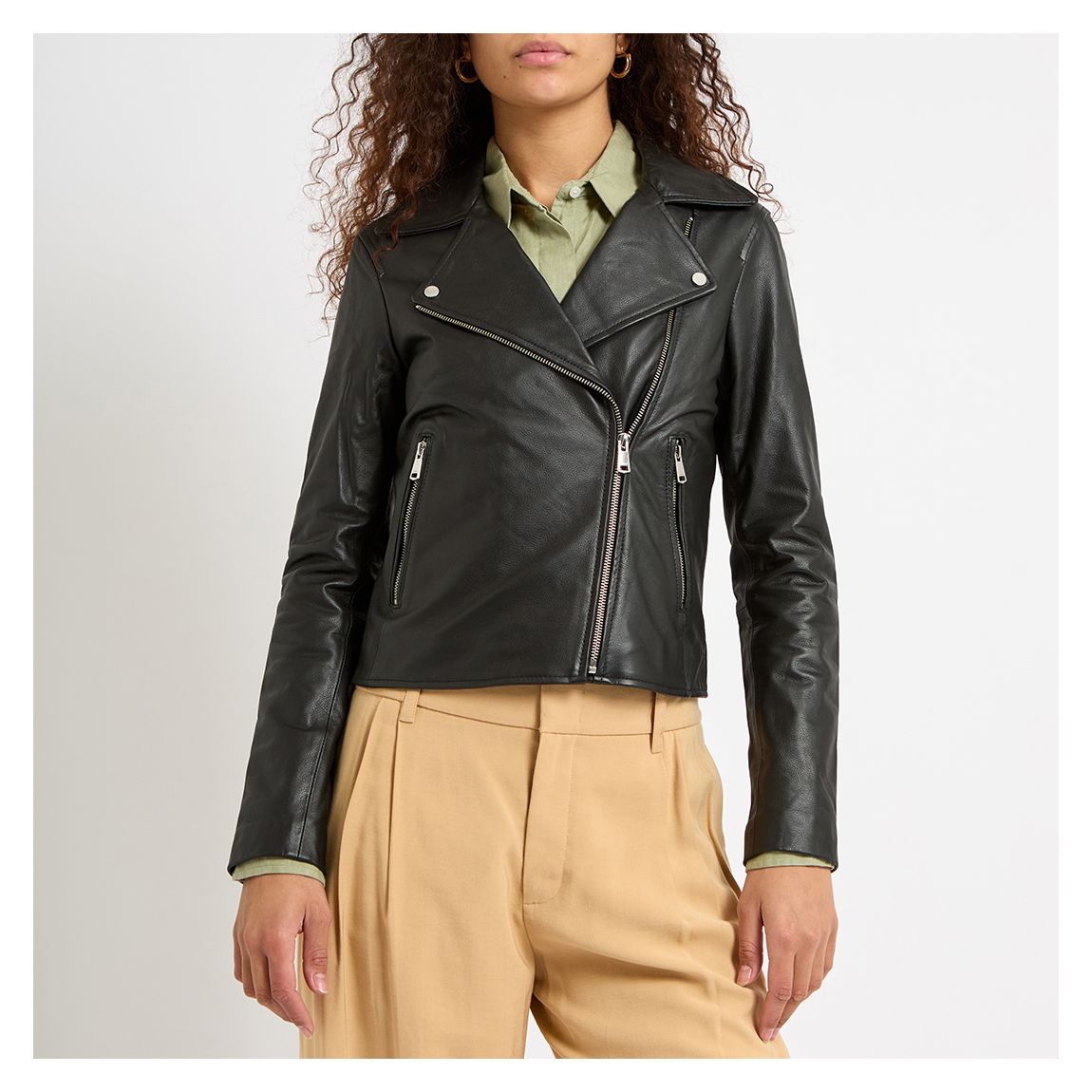 Black Gia Leather Jacket main product photo