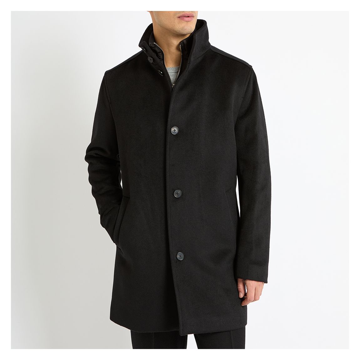 Black Moat Wool Blend Overcoat main product photo