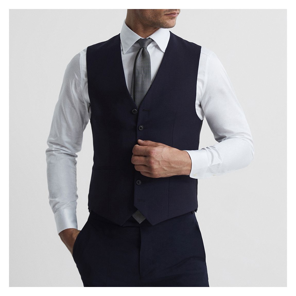Navy Hope Modern Fit Travel Wool Blend Waistcoat main product photo