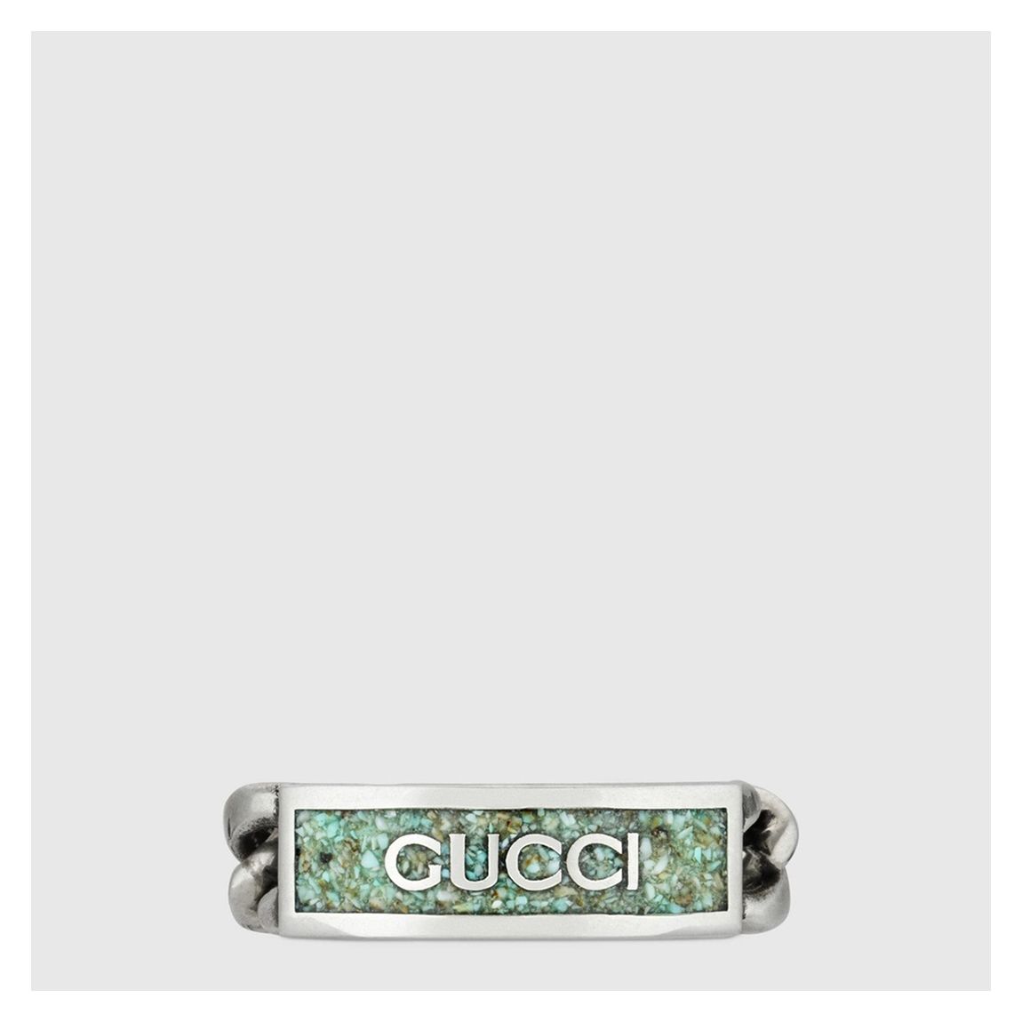 925 Sterling Silver Green Enamel Chain Ring main product photo