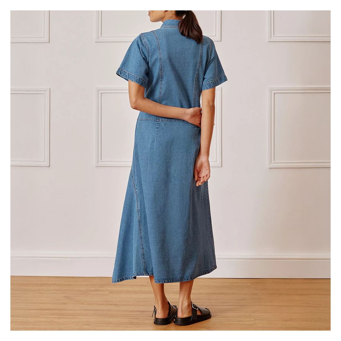 Blue Asymmetrical Denim Cotton Dress main product photo