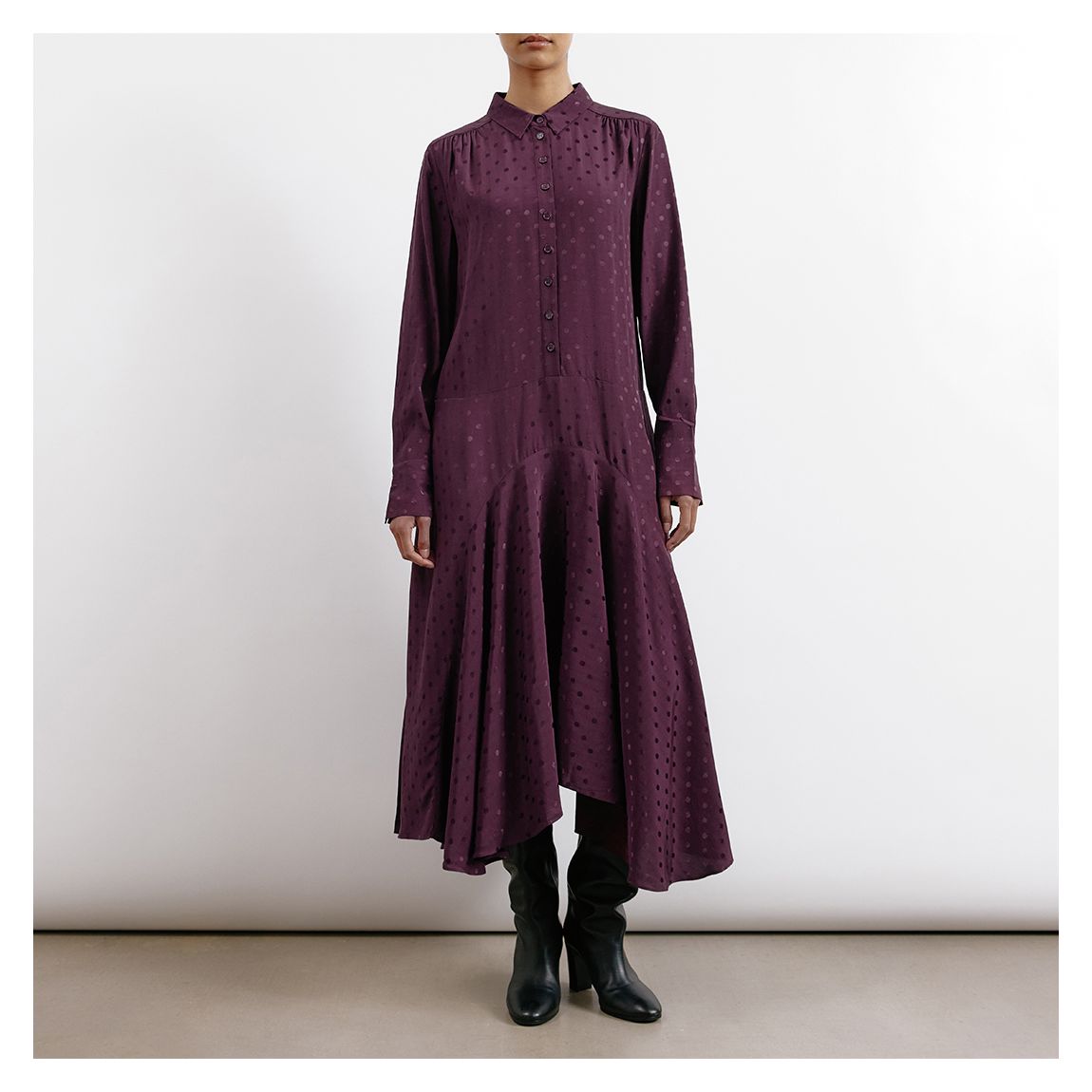 Burgundy Jaquard Spot Dress main product photo