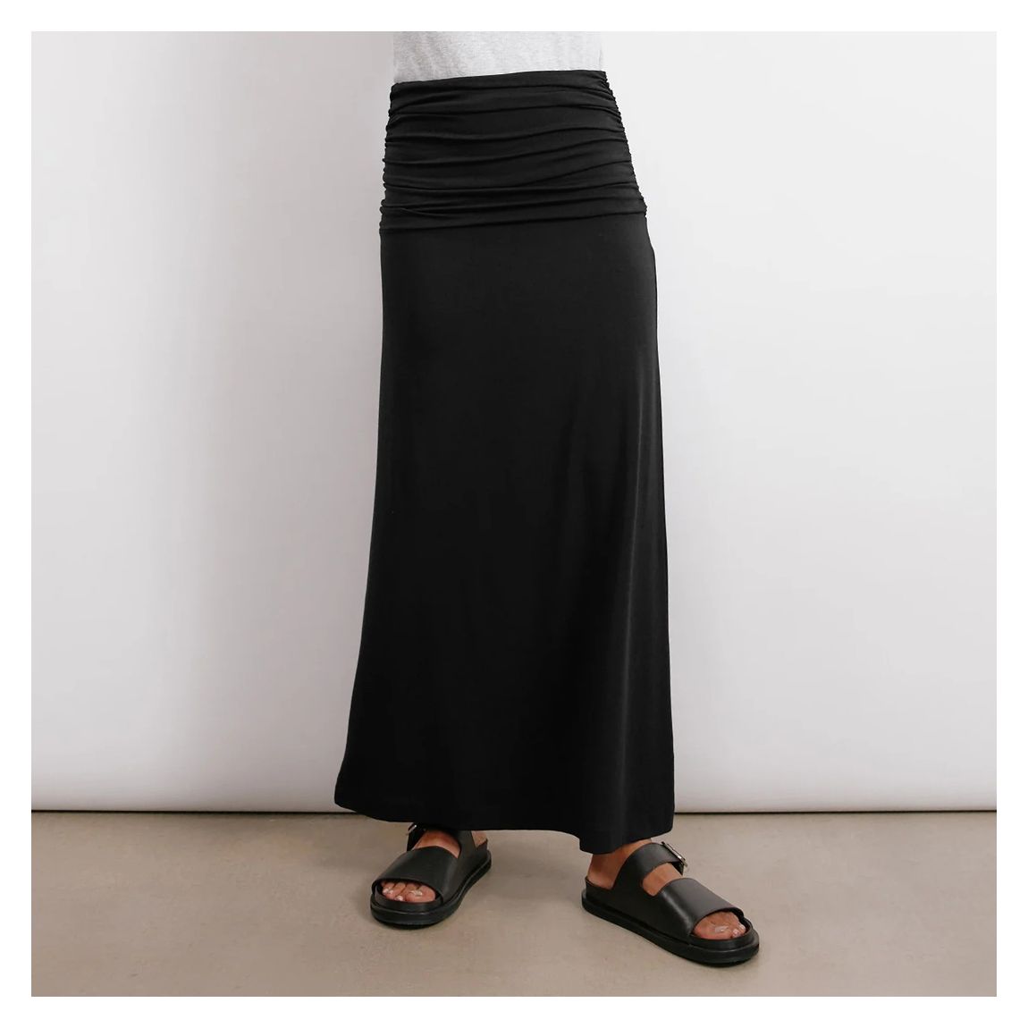 Black Ruched Waist Jersey Skirt main product photo