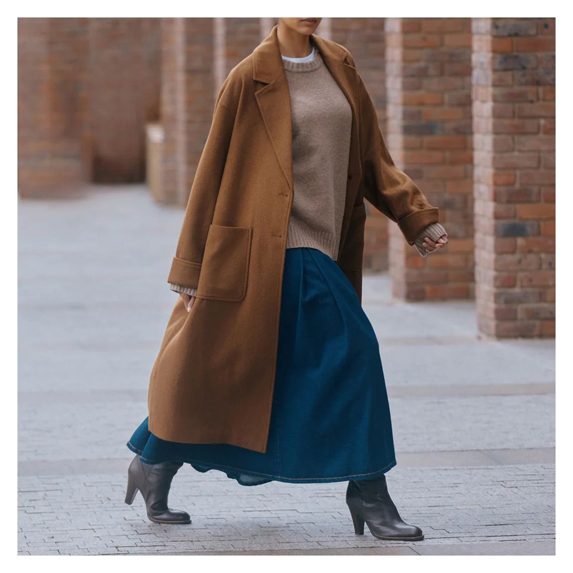 Brown Wool Blend Longline Coat main product photo