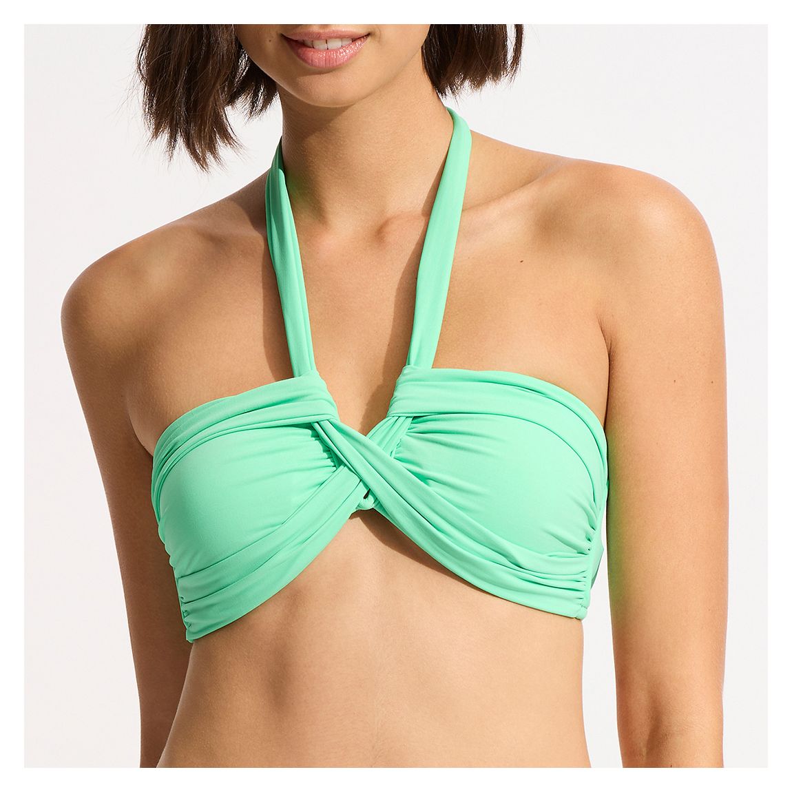 Green Halter Bandeau Bikini Top main product photo