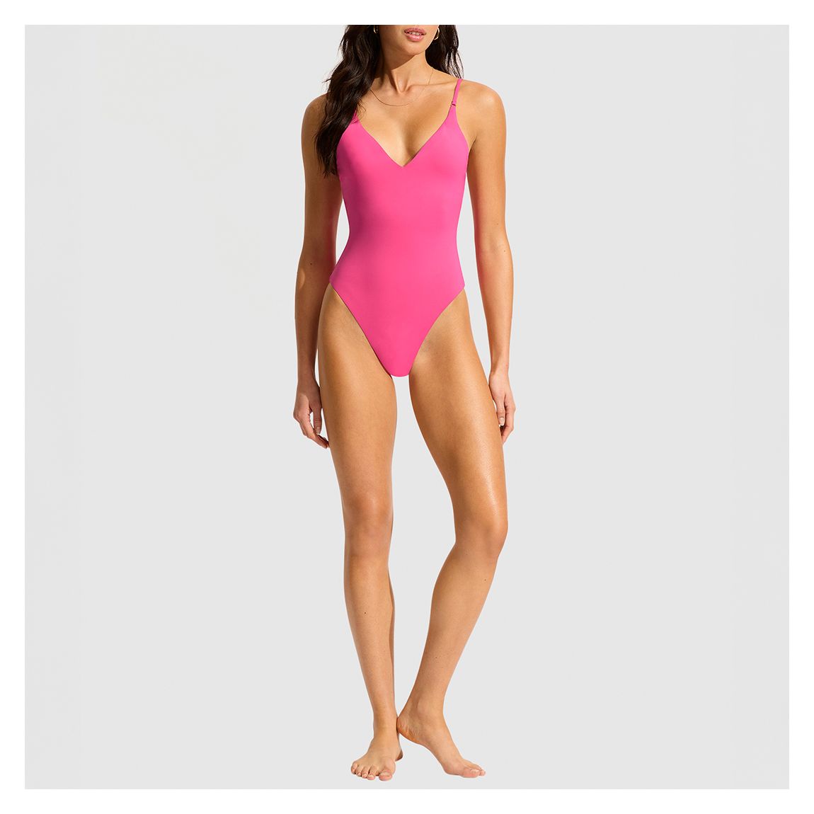 Pink V Neck One Piece main product photo