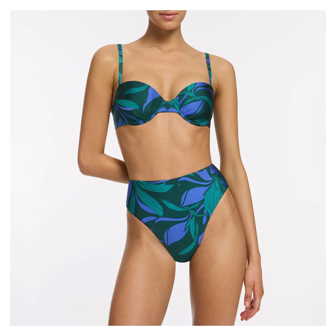 Blue Multi Queenofthenight High Leg High Waist Bikini Bottoms main product photo