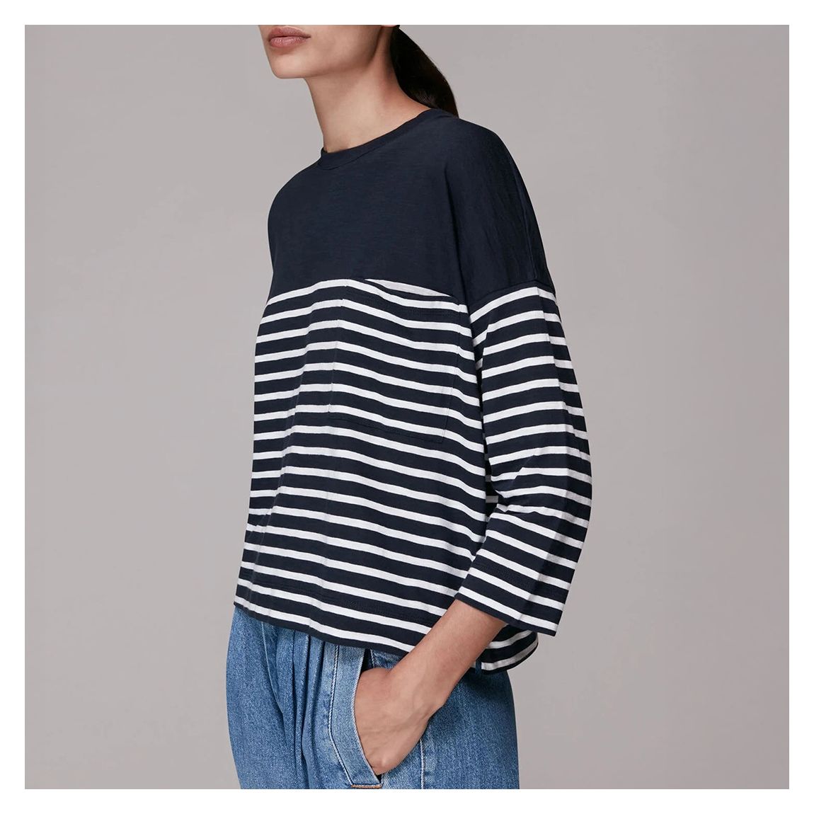 Navy Breton Cotton Top main product photo