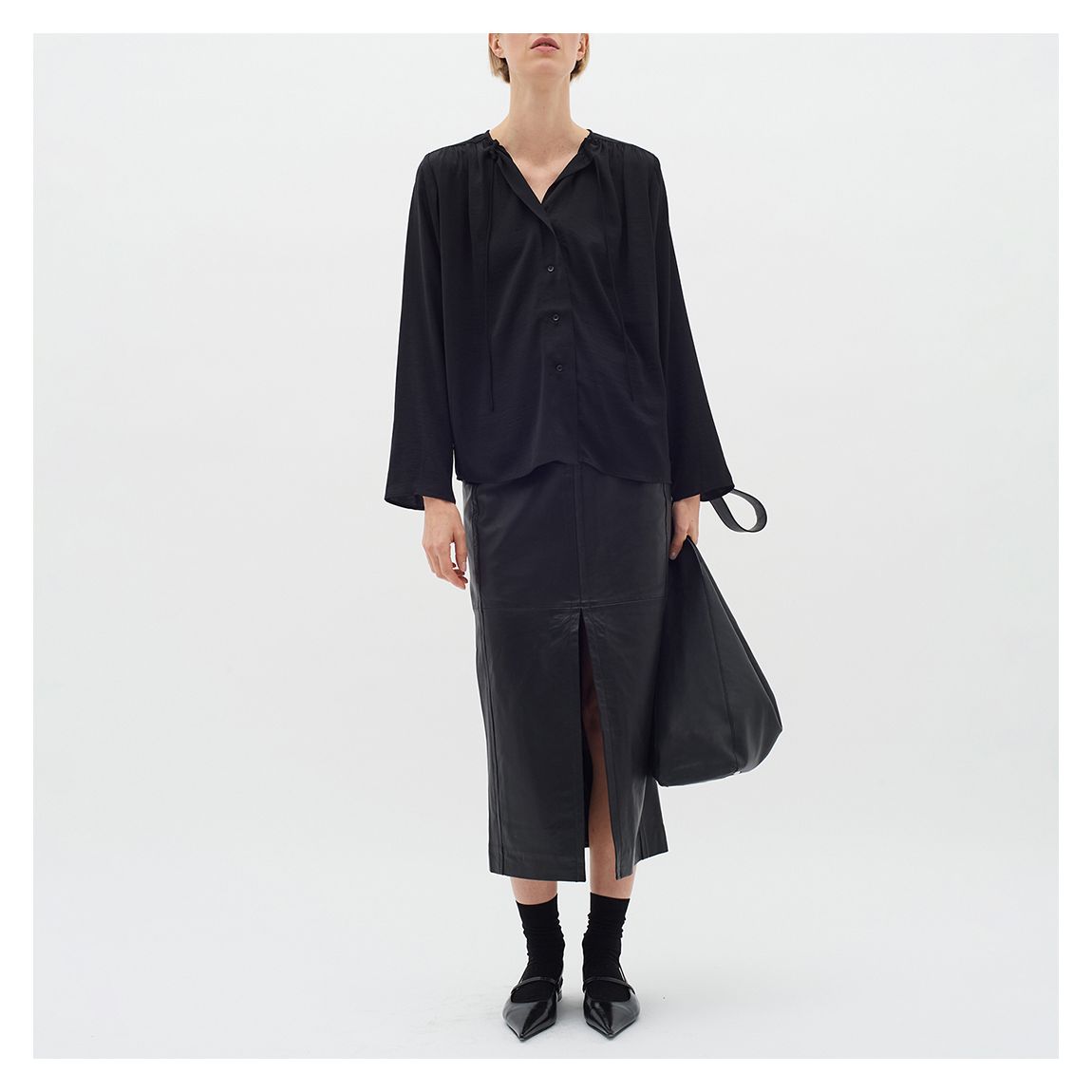 Black Keyhole Relaxed Blouse main product photo