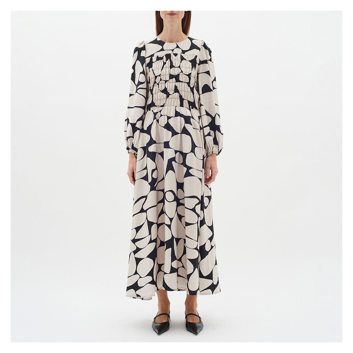 White/Black Printed Maxi Dress main product photo