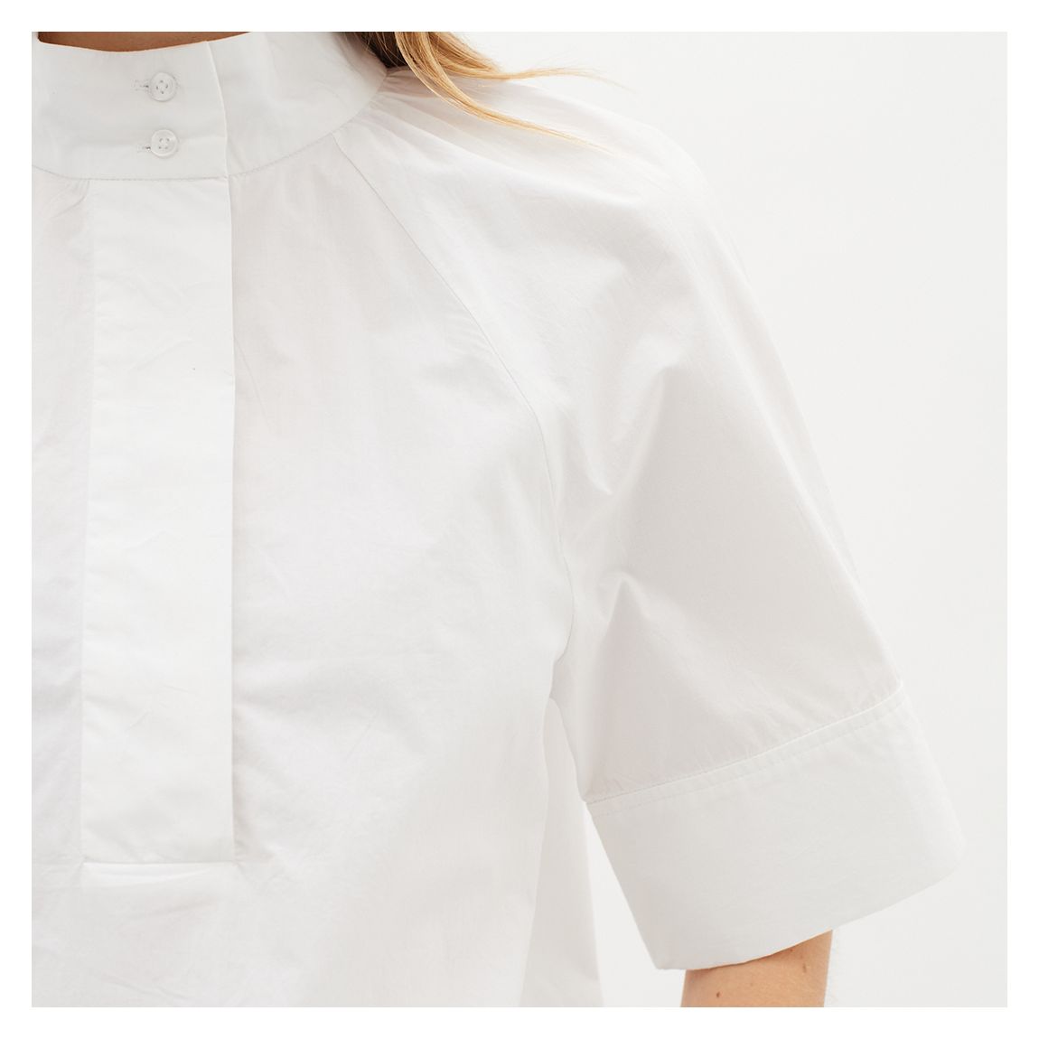 White Tunisian Collar Shirt main product photo