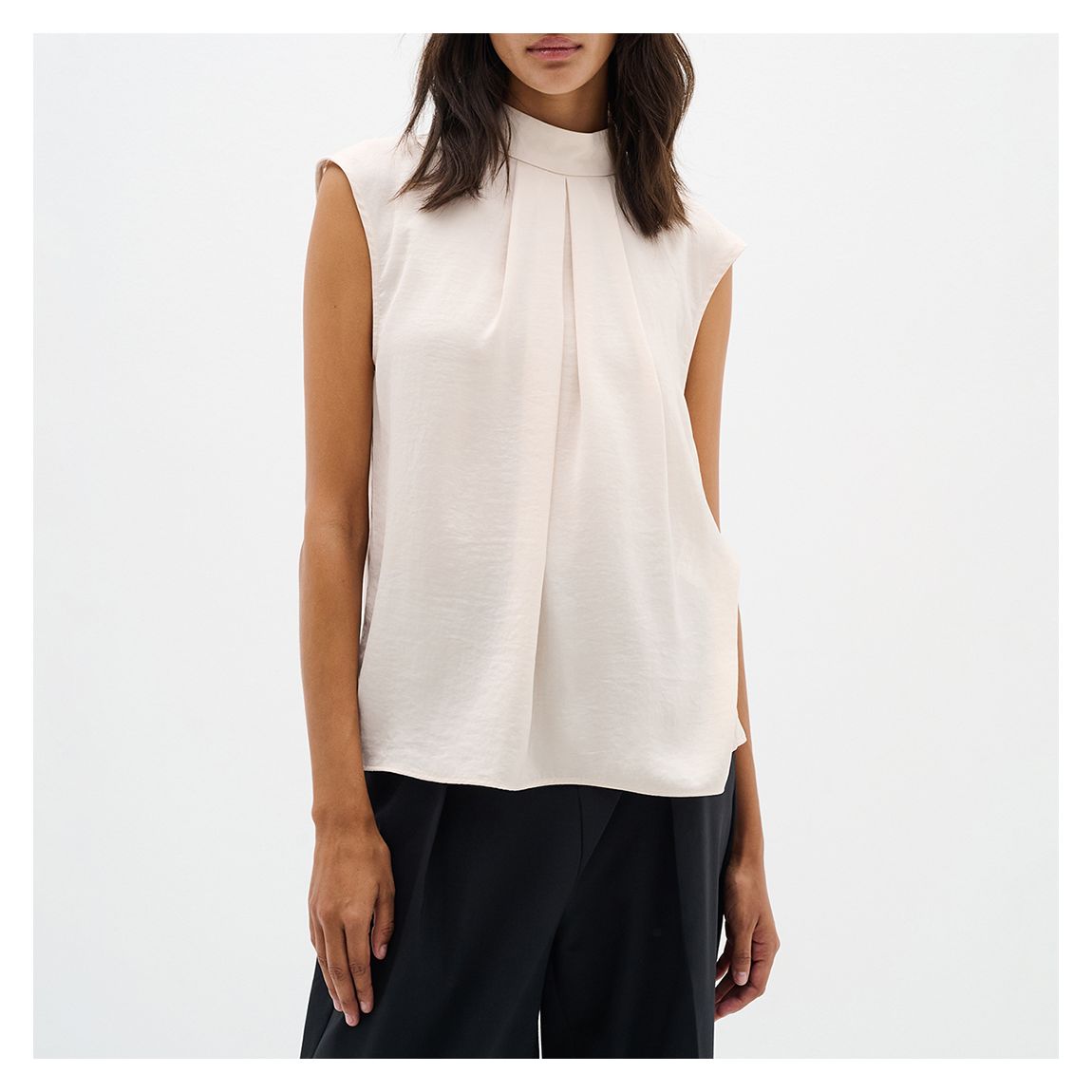 White High Neck Relaxed Blouse main product photo