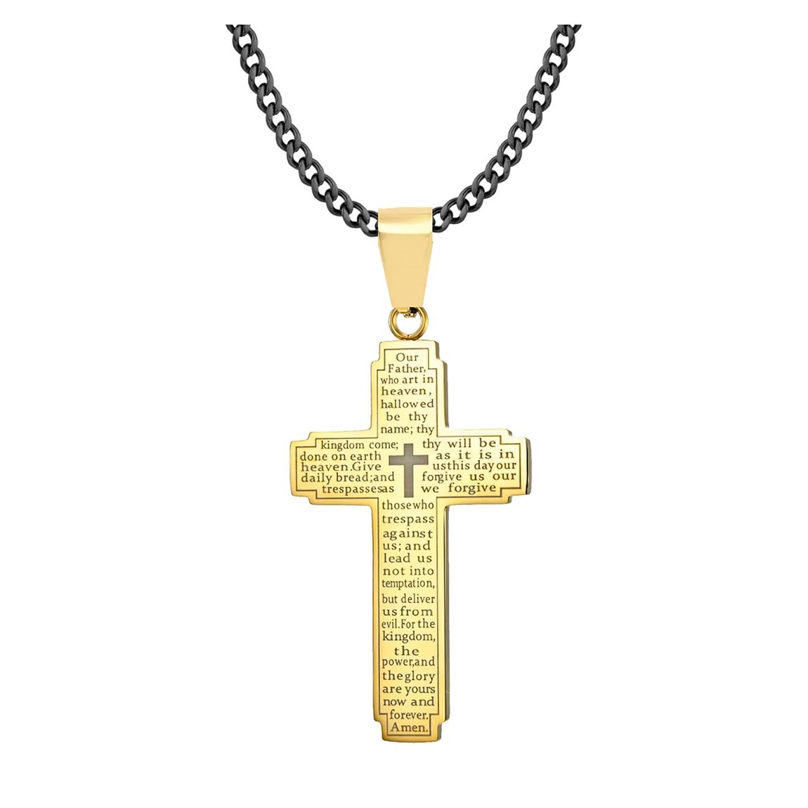 18K Gold & Black Two Tone Spiritual Cross Necklace main product photo