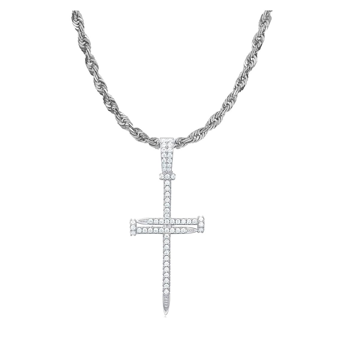 18K White Gold Contemporary Cross Necklace main product photo